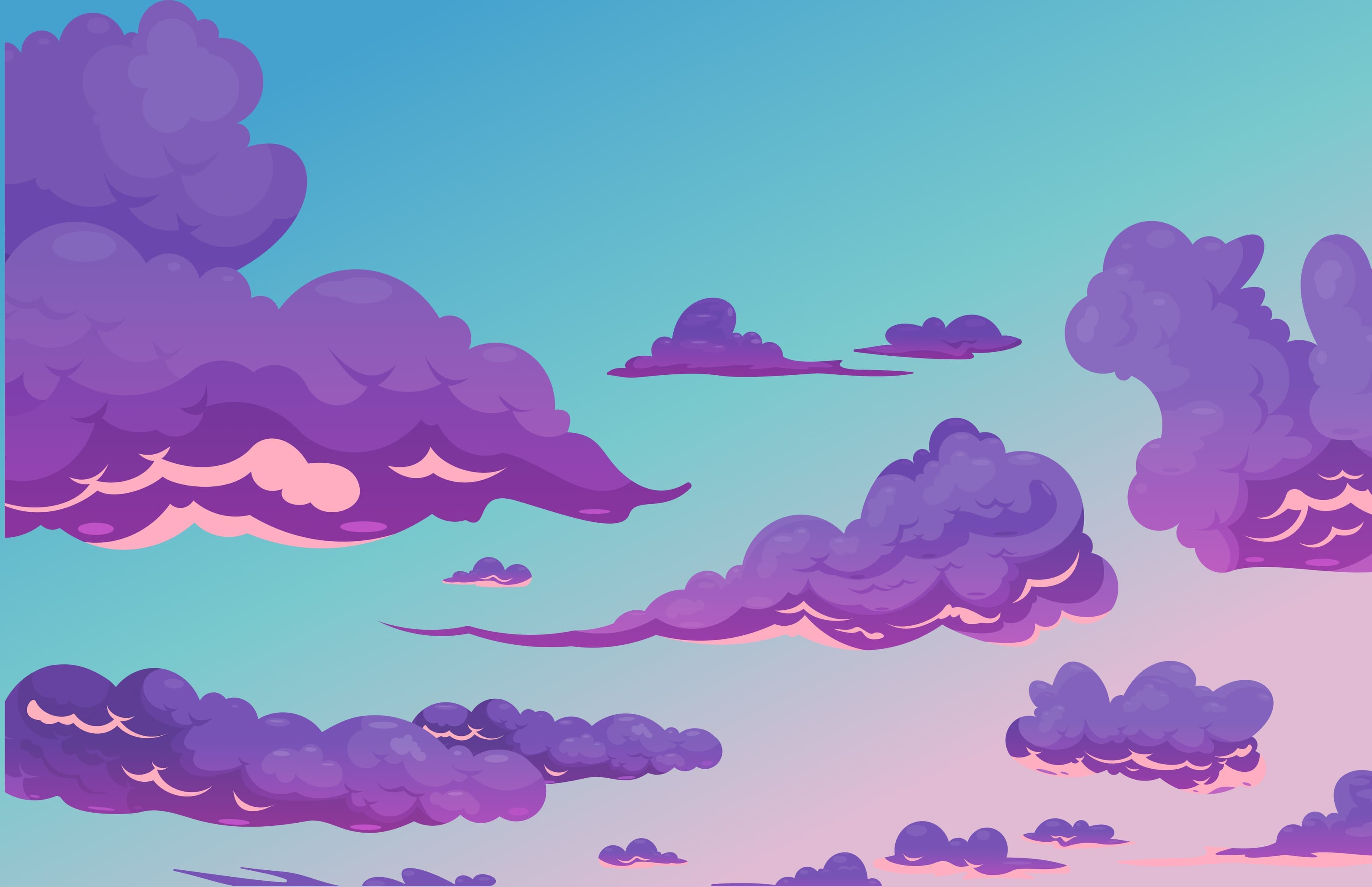 Clouds with gradient sunset background